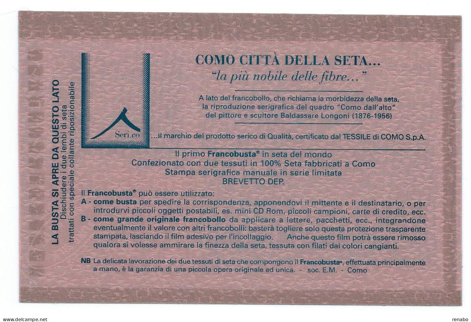 Italia 2001; Como Città Della Seta. Foglietto Nuovo. - Blocks & Kleinbögen