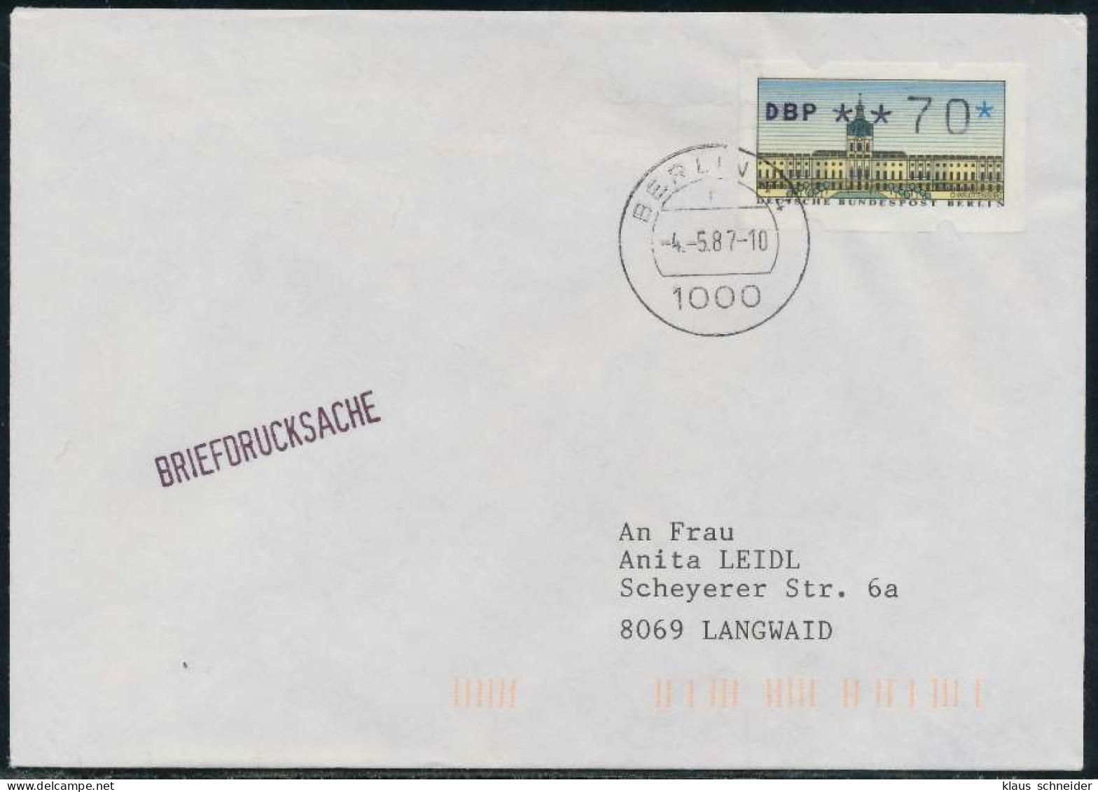 BERLIN ATM 1-070 BRIEFDRUCKSACHE EF FDC X7E46C6 - Brieven En Documenten