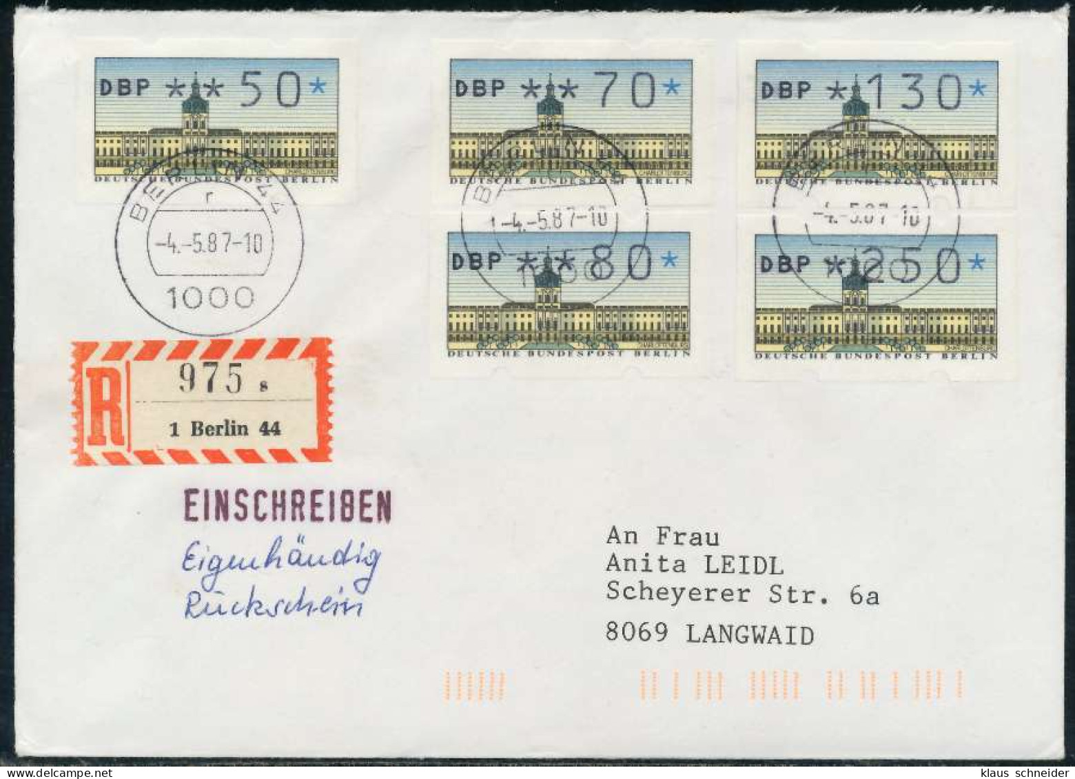 BERLIN ATM Nr VS1-10-300 EST BRIEF FDC X7E472E - Covers & Documents