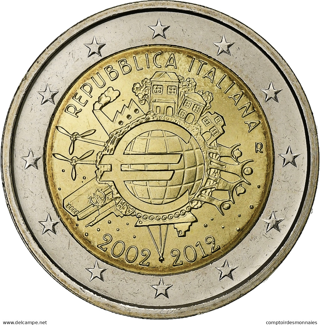 Italie, 2 Euro, Eurocoinage, 10th Anniversary, 2012, Rome, SPL+, Bimétallique - Italien