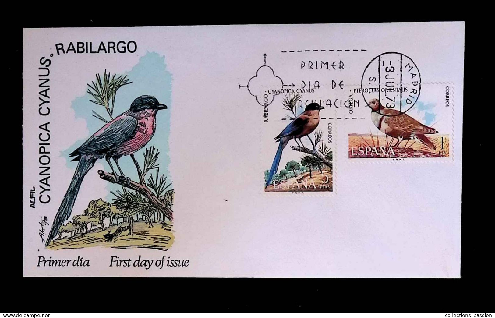 CL, FDC, Premier Jour, Primer Dia De Circulacion, Espana, Espagne, Madrid, 3 Jul. 1973, Oiseaux, Rabilargo - FDC