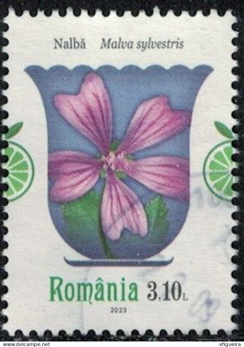 Roumanie 2023 Oblitéré Used Plantes Médicinales Malva Sylvestris Grande Mauve Y&T RO 6964 SU - Used Stamps