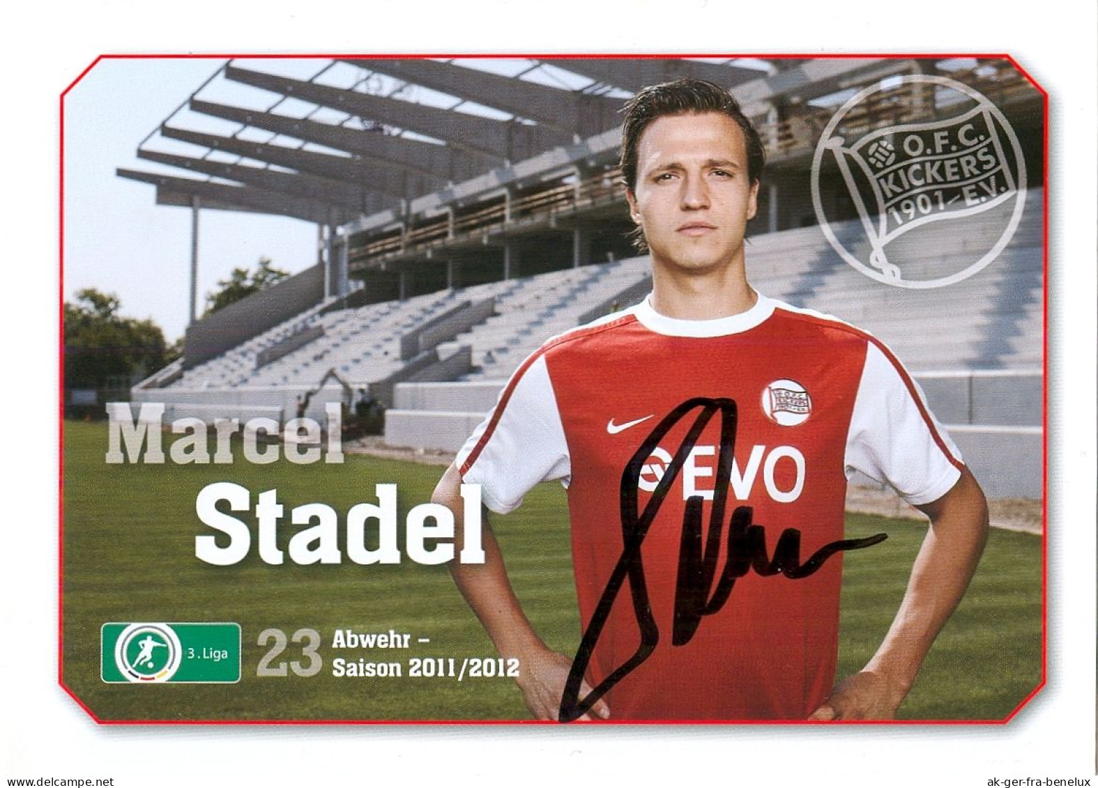 Fußball-Autogrammkarte AK Marcel Stadel Lenz Offenbacher FC Kickers 11-12 Offenbach / Main Bünde Spenge Kassel Osnabrück - Autogramme