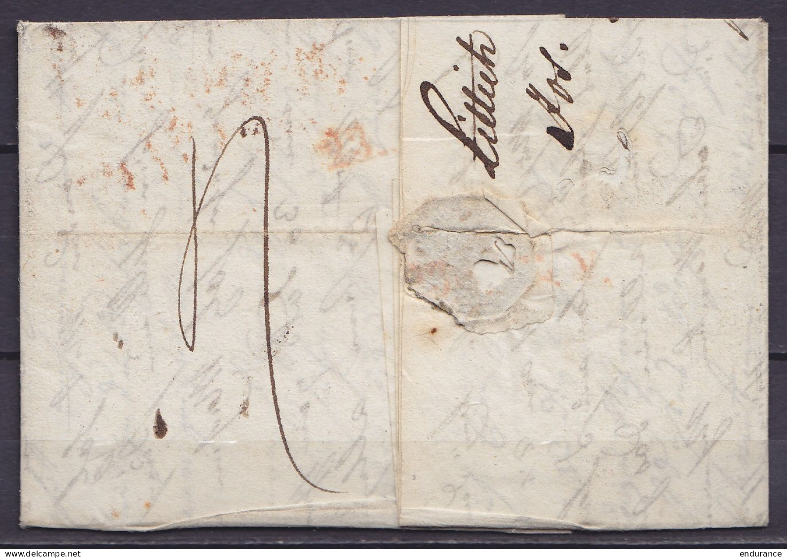 L. Datée 11 Janvier 1824 De LIEGE Pour TURIN - Marque Départ "LUYK / FRANCO" - Marques De Passage [PAYS-BAS PAR GIVET] & - 1815-1830 (Période Hollandaise)