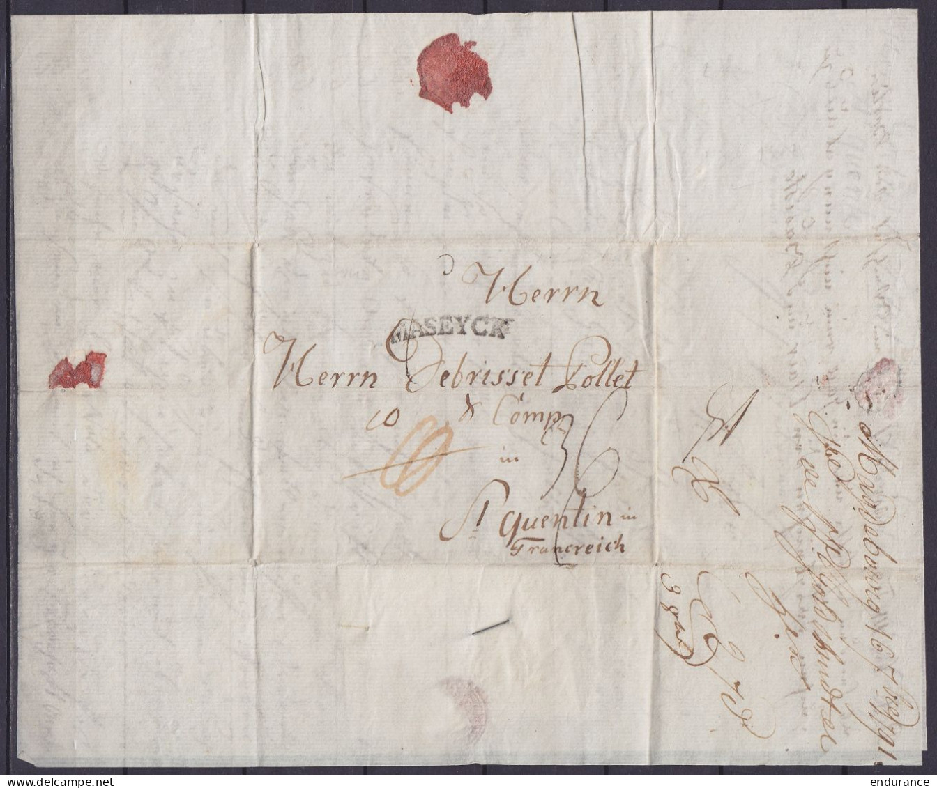 L. Datée 16 Septembre 1791 De MAGDEBURG Pour ST-QUENTIN - Marque De Passage "MASEYCK" (VDL 1987) - Contient Un échantill - 1790-1794 (Oostenrijkse Revolutie En Franse Inval)