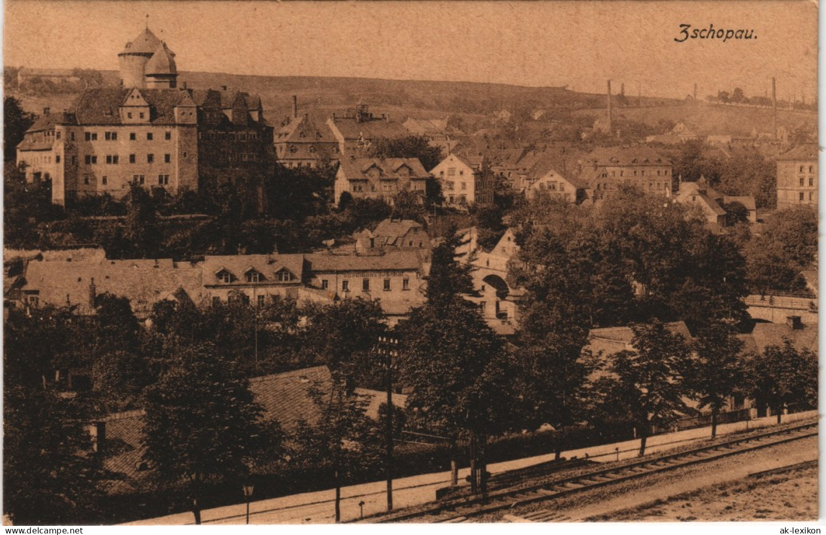 Ansichtskarte Zschopau Stadt Und Bahnstrecke 1917 - Zschopau