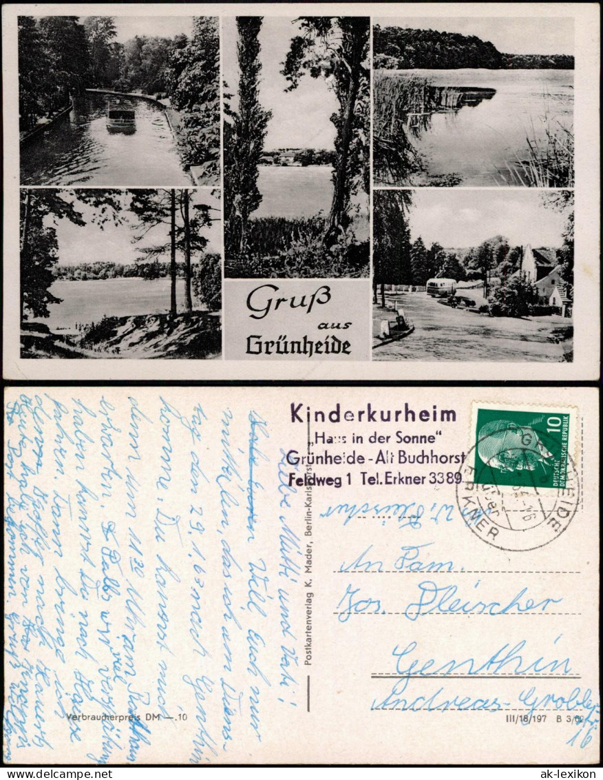 Ansichtskarte Grünheide (Mark) MB: Straße,  Schiff 1962  Gel. Landpoststempel - Gruenheide