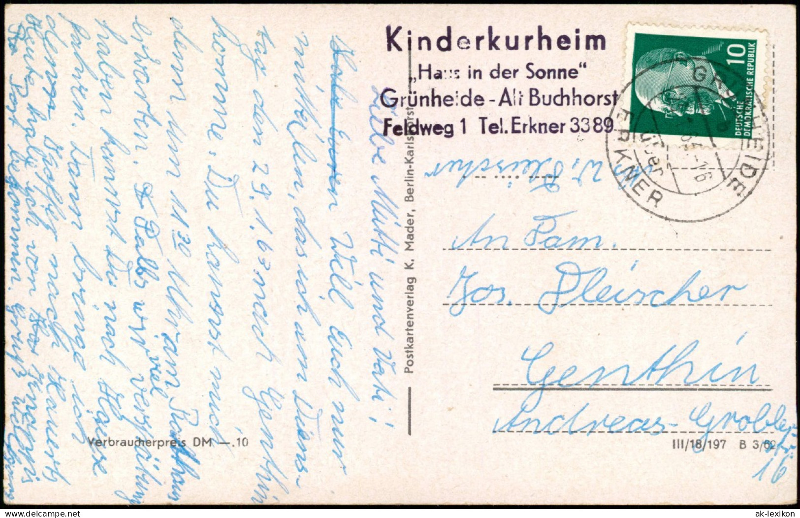 Ansichtskarte Grünheide (Mark) MB: Straße,  Schiff 1962  Gel. Landpoststempel - Gruenheide