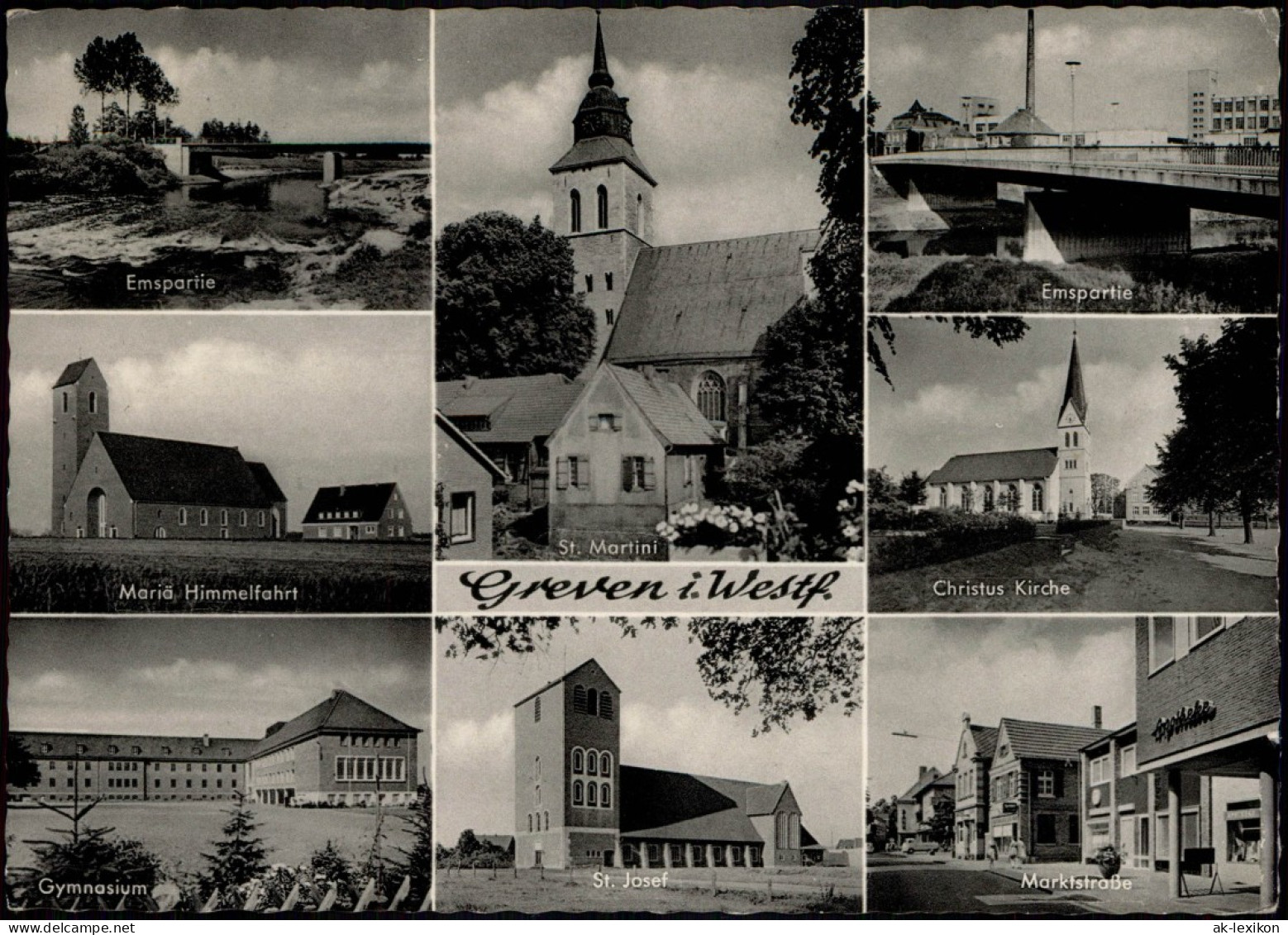 Ansichtskarte Greven Kirchem, Emspartie, Marktstraße 1967 - Greven