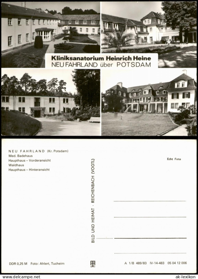 Neu Fahrland-Potsdam DDR Mehrbildkarte Kliniksanatorium Heinrich Heine 1983 - Neu Fahrland