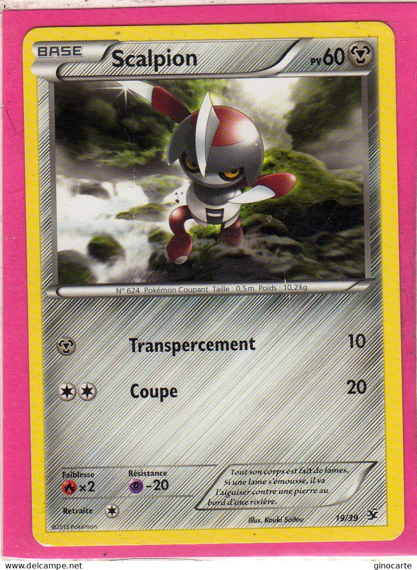 Carte Pokemon Francaise 2013 Xy Bienvenue à Kaloa 19/39 Scalpion 60pv Bon Etat - XY