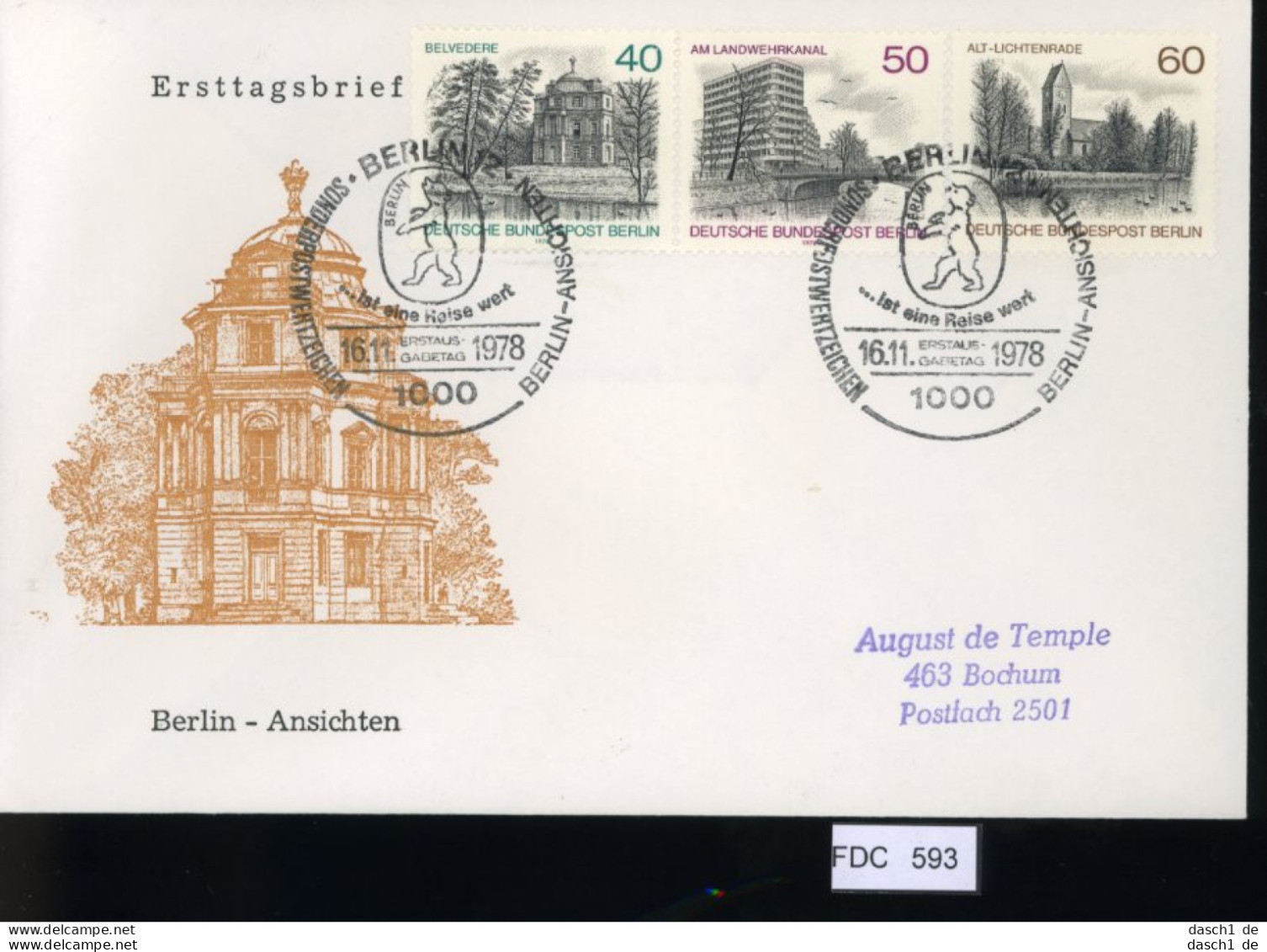 Berlin, FDC, 6 Lose U.a. 1979, Mi.-Nr. 607-610 - Autres & Non Classés