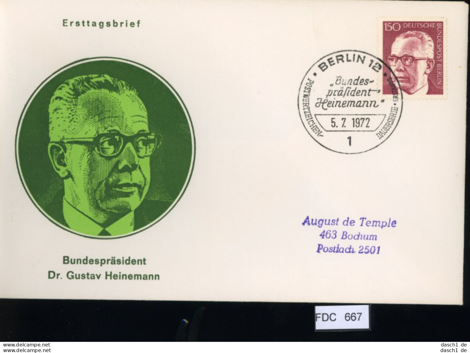 Berlin, FDC, 6 Lose U.a. 1972, Mi.-Nr. 426 - Andere & Zonder Classificatie