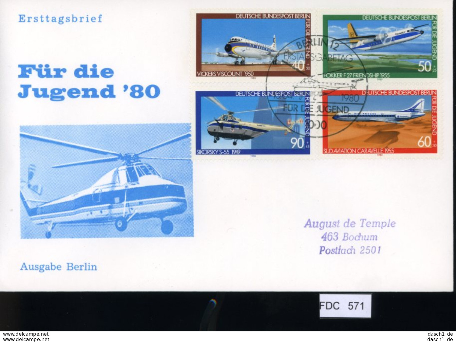 Berlin, FDC, 6 Lose U.a. 1980, Mi.-Nr. 617-620 - Otros & Sin Clasificación