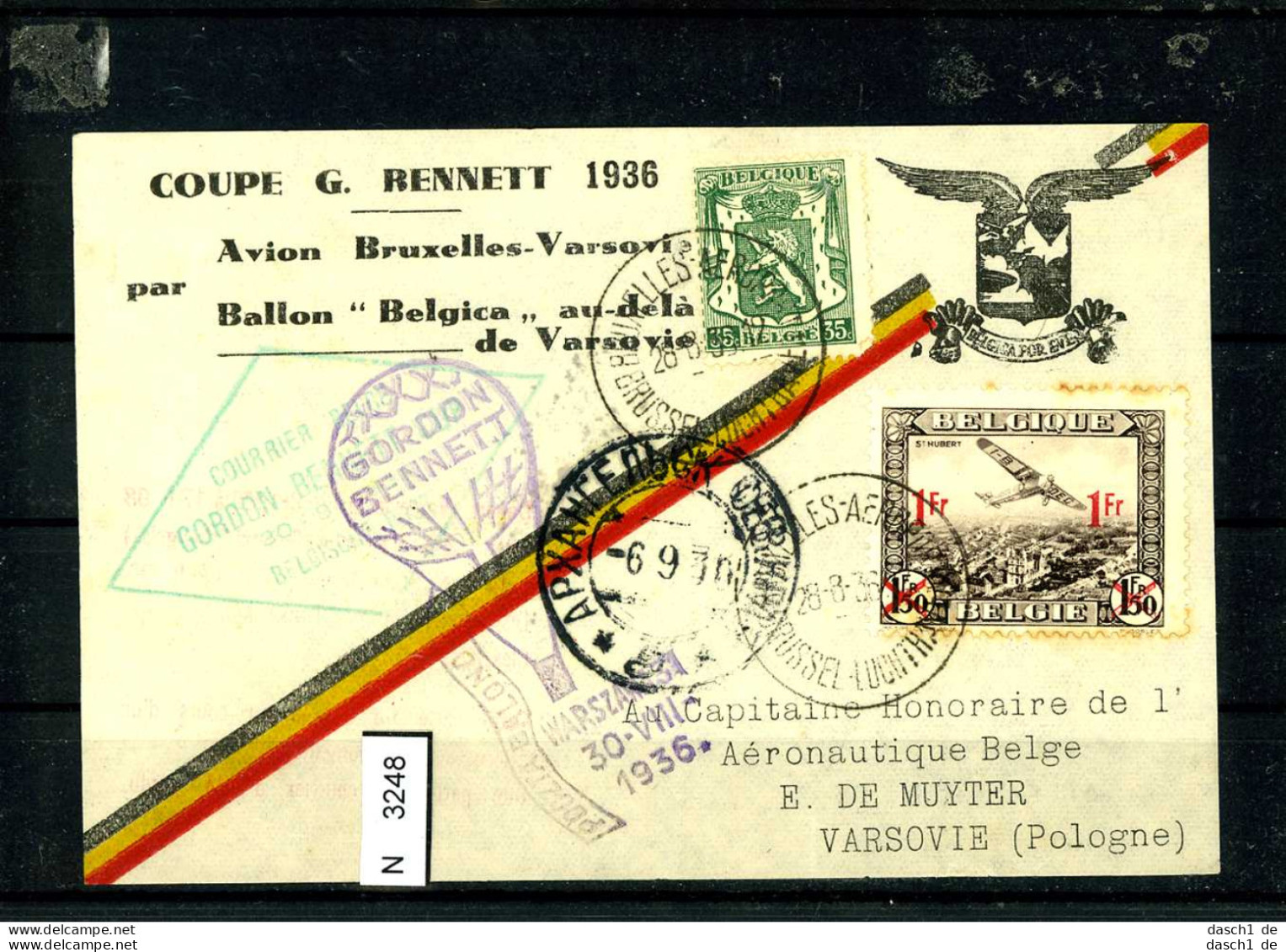 Belgien, 6 Lose U.a., 1936, Ballonflugbeleg Mit 2 Sonderstempel - Collections