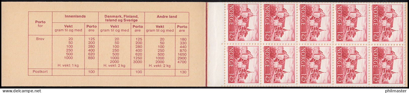 Norwegen-Markenheftchen 739 Bauwerke 2x5, Ohne Kontrollnummer ** - Booklets