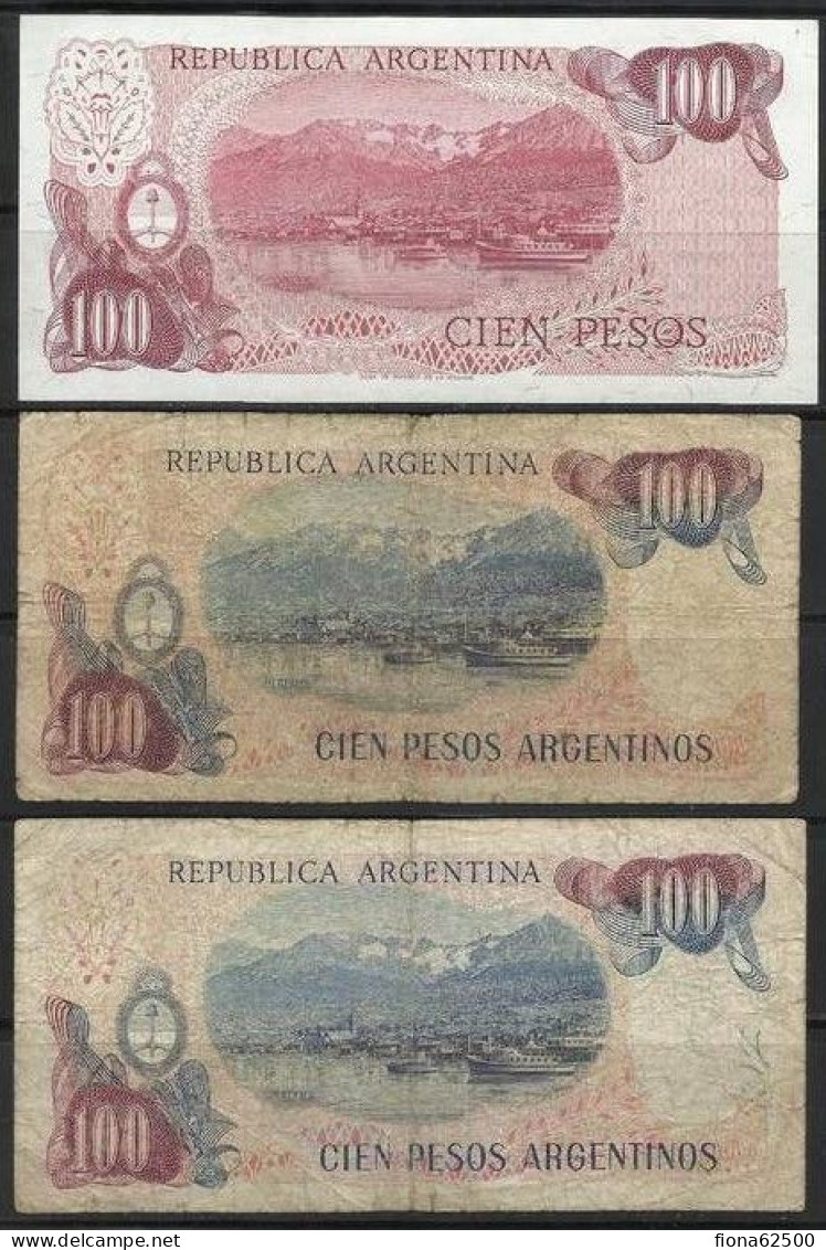 ARGENTINE . LOT DE TROIS BILLETS DE 100 PESOS . - Argentina