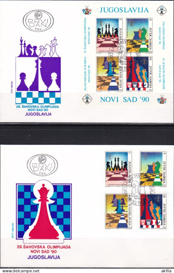 Yugoslavia 1990 Chess Olympiad In Novi Sad 2FDC - FDC