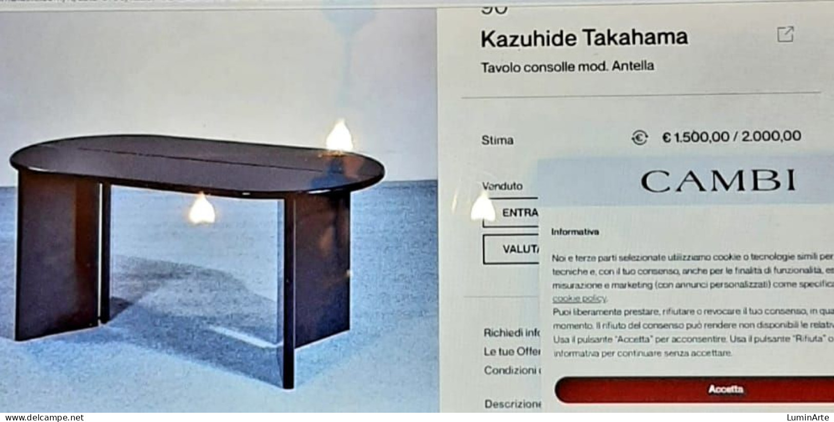 Table RARE - Takahama K.: Consolle Flexible, Anni '70 - Tafels & Bijzettafels
