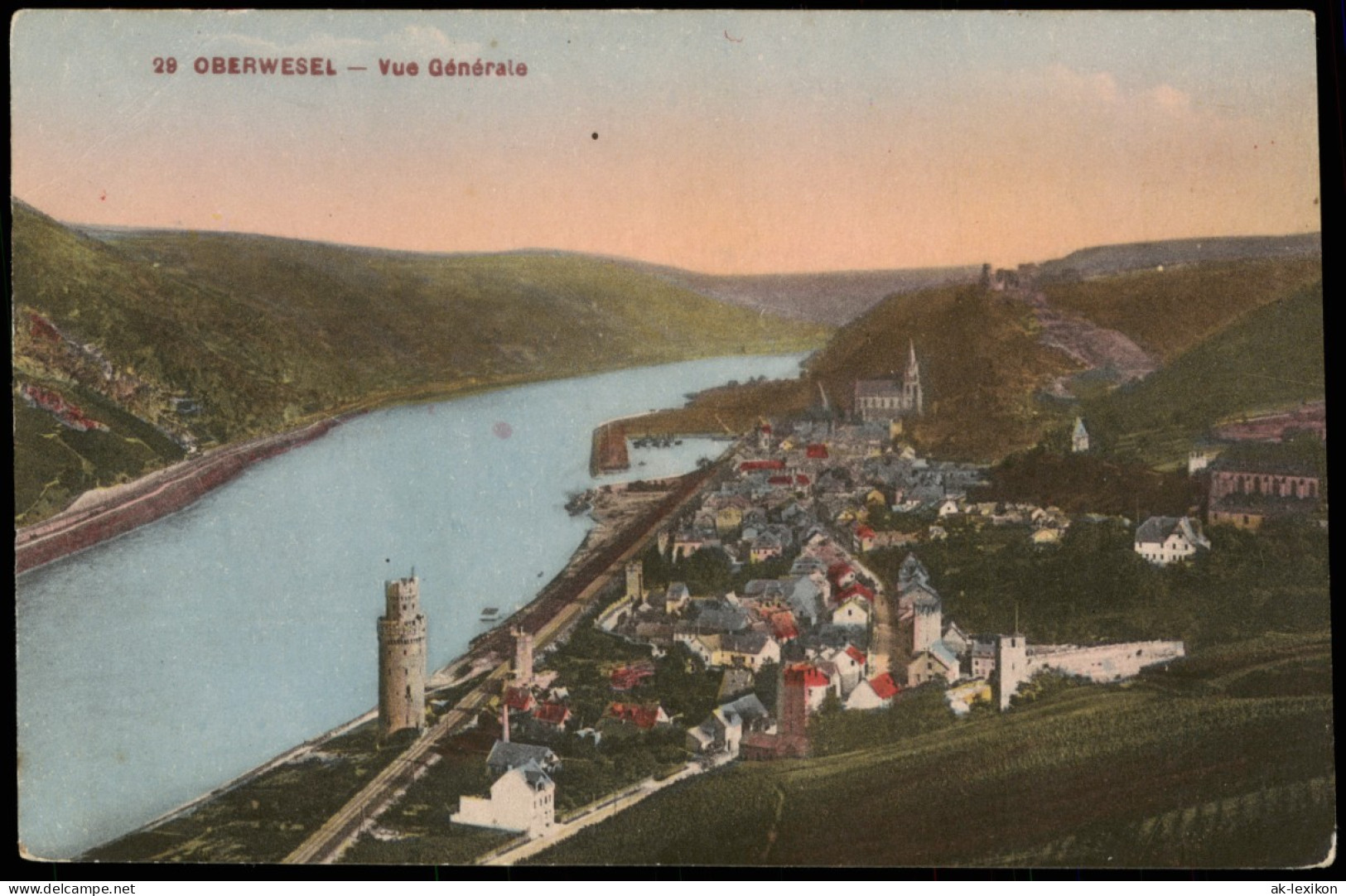 Ansichtskarte Oberwesel Vue Générale Panorama-Ansicht Rhein 1920 - Oberwesel