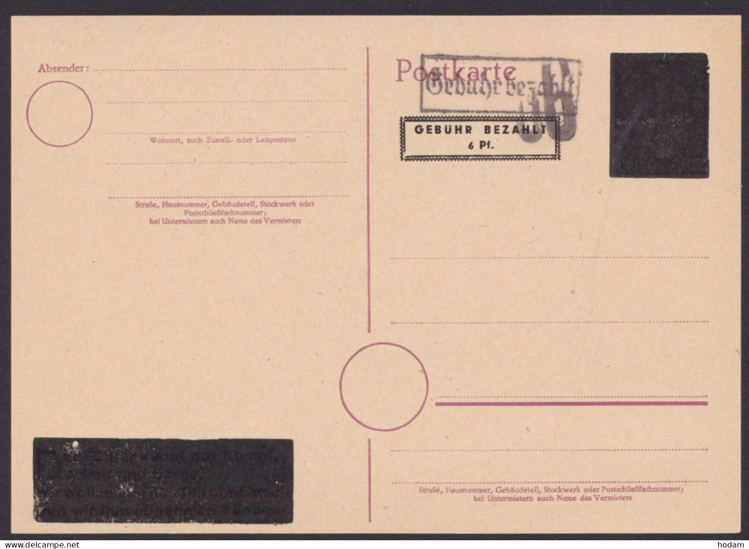 Mengen: PE 814, *, Ra "Gebühr Bezahlt", Handstempel "06", Schwarz, Gute Erhaltung - Covers & Documents