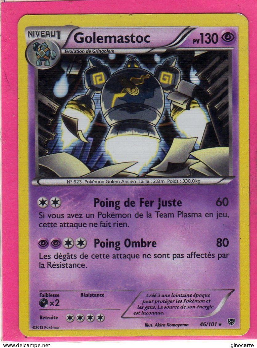 Carte Pokemon Francaise 2013 Noir Et Blanc Explosion Plasma 46/101 Golomastoc 130pv Holo Occasion - Black & White