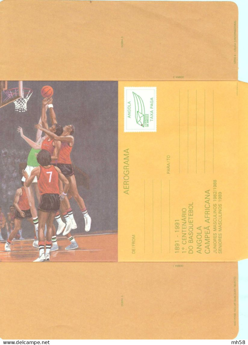 ANGOLA 1991 - Entier Ganzsache Stationery - Aérogramme Air Mail Non Plié ** - Basket Basketball Basquetebol - Pallacanestro