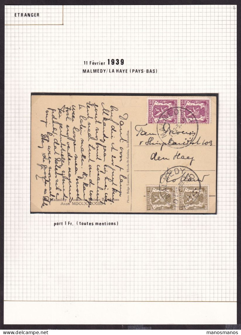 DDFF 901 -- Collection Petit Sceau De L' Etat - CANTONS DE L'EST - Carte Illustrée MALMEDY 1939 Vers LA HAYE NL - 1935-1949 Klein Staatswapen