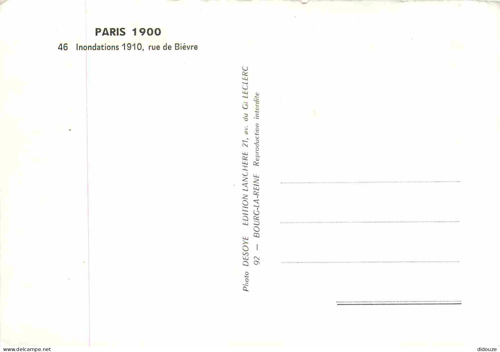 Reproduction CPA - 75 Paris - Inondations 1910 Rue De Bièvre - Paris 1900 - 46 - CPM - Carte Neuve - Voir Scans Recto-Ve - Unclassified