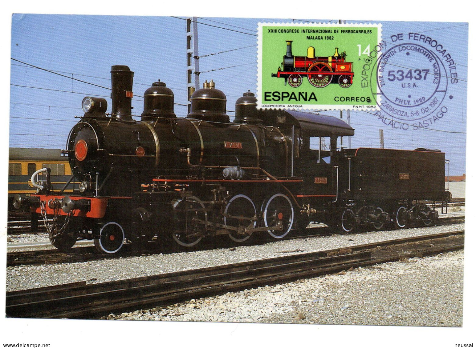 Tarjeta Con Matasellos De Ferrocarriles De 1987 - Briefe U. Dokumente