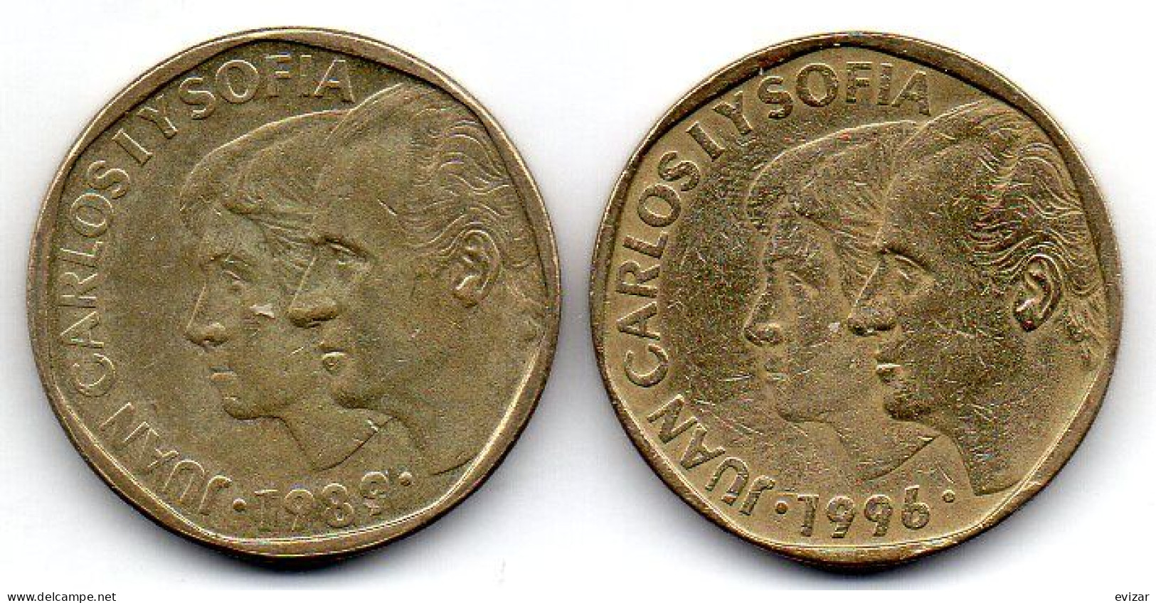 SPAIN, Set Of Two Coins 500 Pesetas, Copper-Aluminum-Nickel, Year 1989, 1996, KM # 831, 924 - 500 Pesetas
