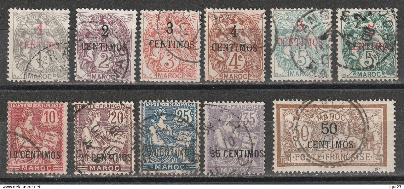 Maroc N° 11, 11a, 12, 13, 14, 15, 20, 21, 22, 23, 24 - Used Stamps