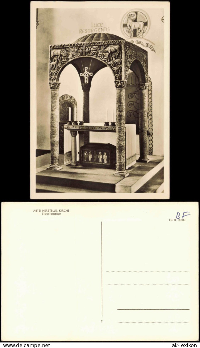 Ansichtskarte Herstelle-Beverungen Abtei-Kirche Ziborienaltar 1961 - Beverungen