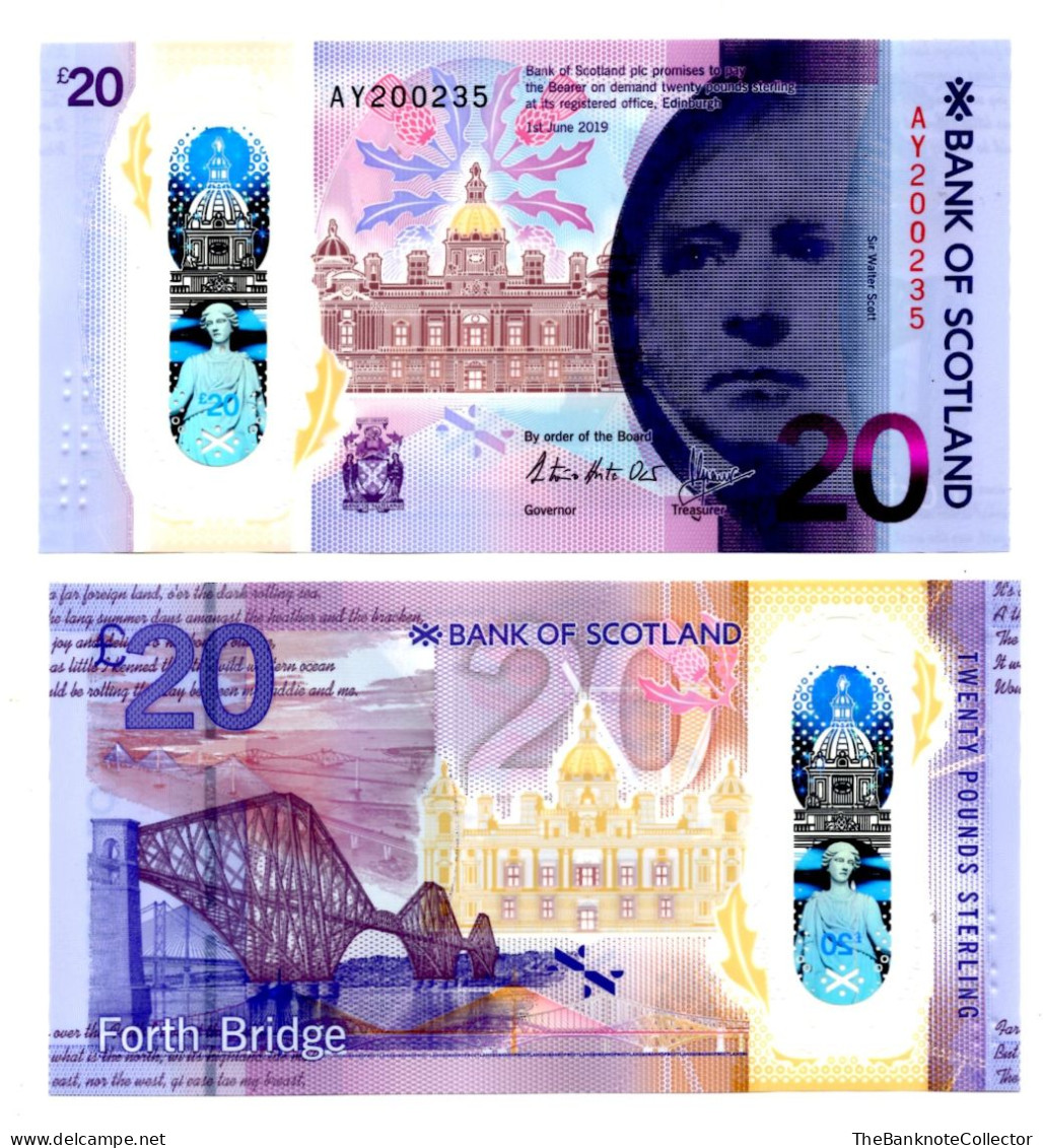 Bank Of Scotland 20 Pounds Polymer ND 2019-2020 P-133 UNC - 20 Pounds