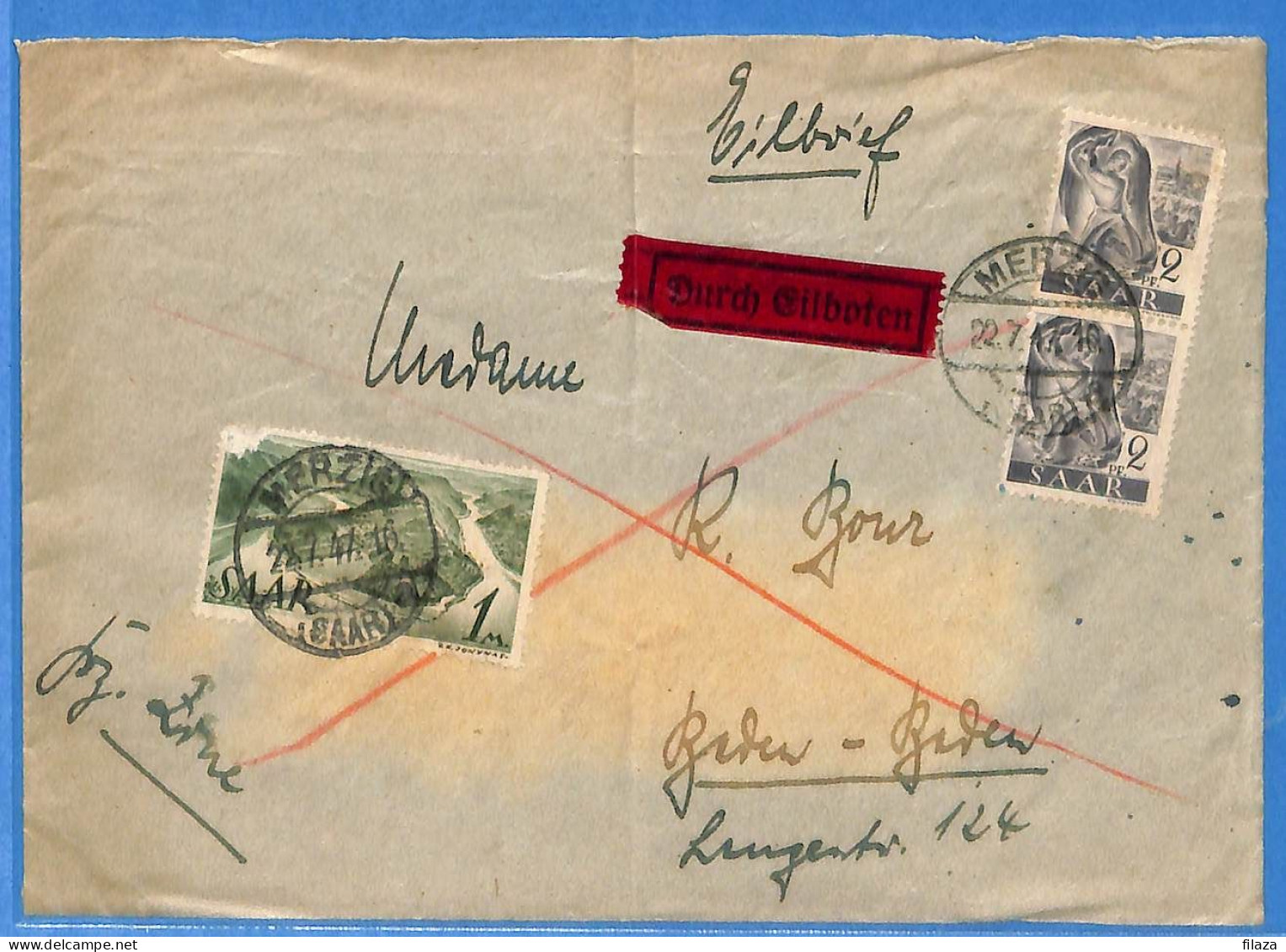 Saar - 1947 - Lettre De Merzig - G31817 - Covers & Documents