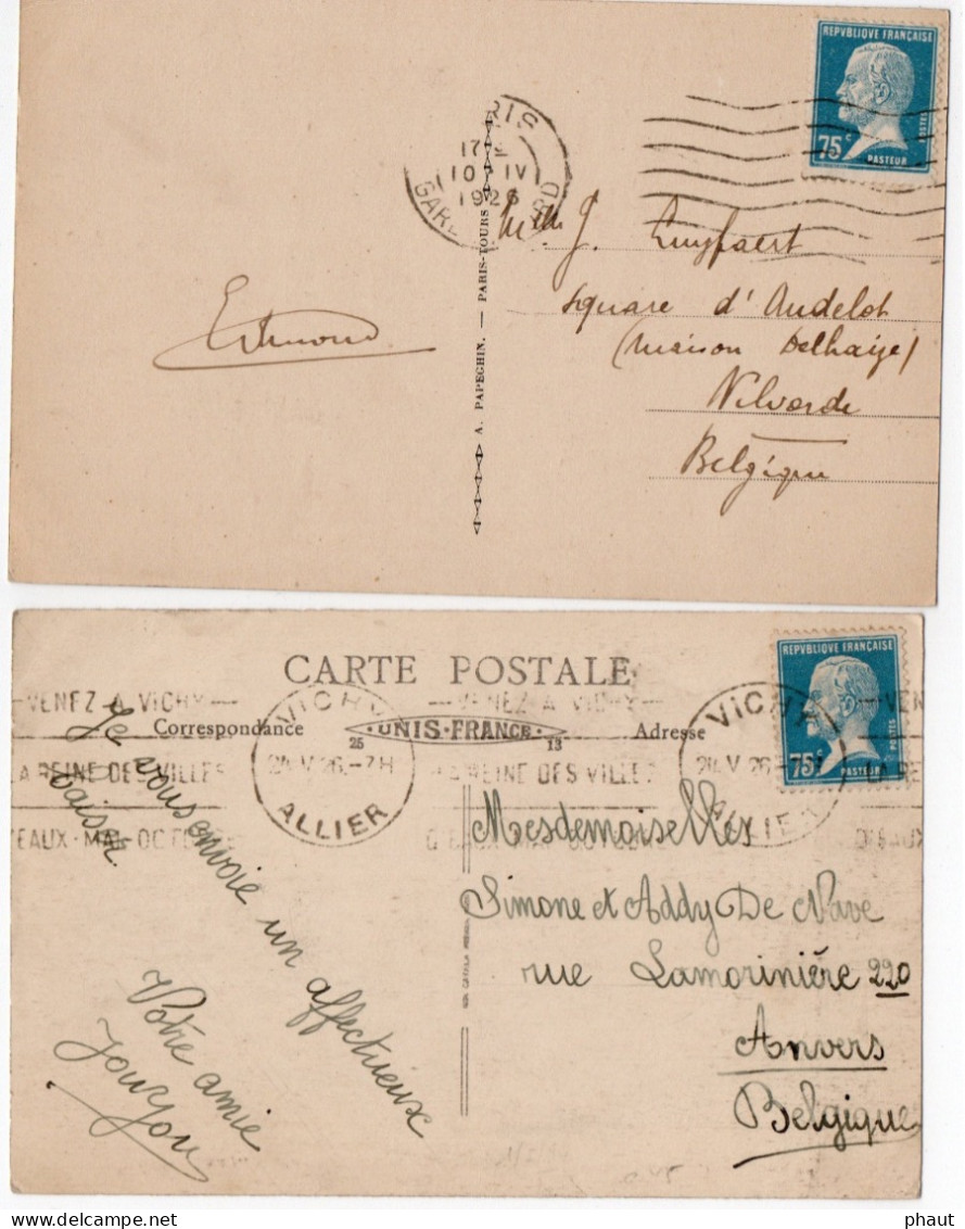 177 Pasteur Sur 2 CPA Pour L'Etranger - 1922-26 Pasteur