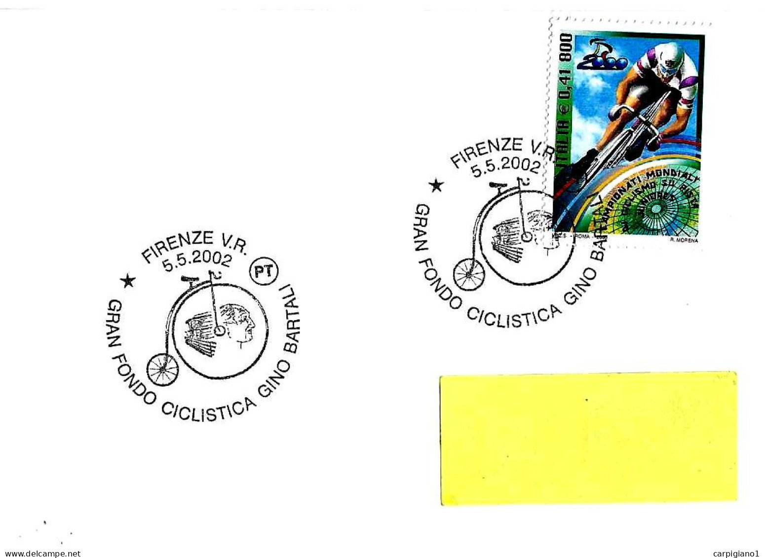 ITALIA ITALY - 2002 FIRENZE Gran Fondo Ciclismo GINO BARTALI (velocipede, Profilo Campione) Su Busta Viaggiata – 9076 - 2001-10: Poststempel