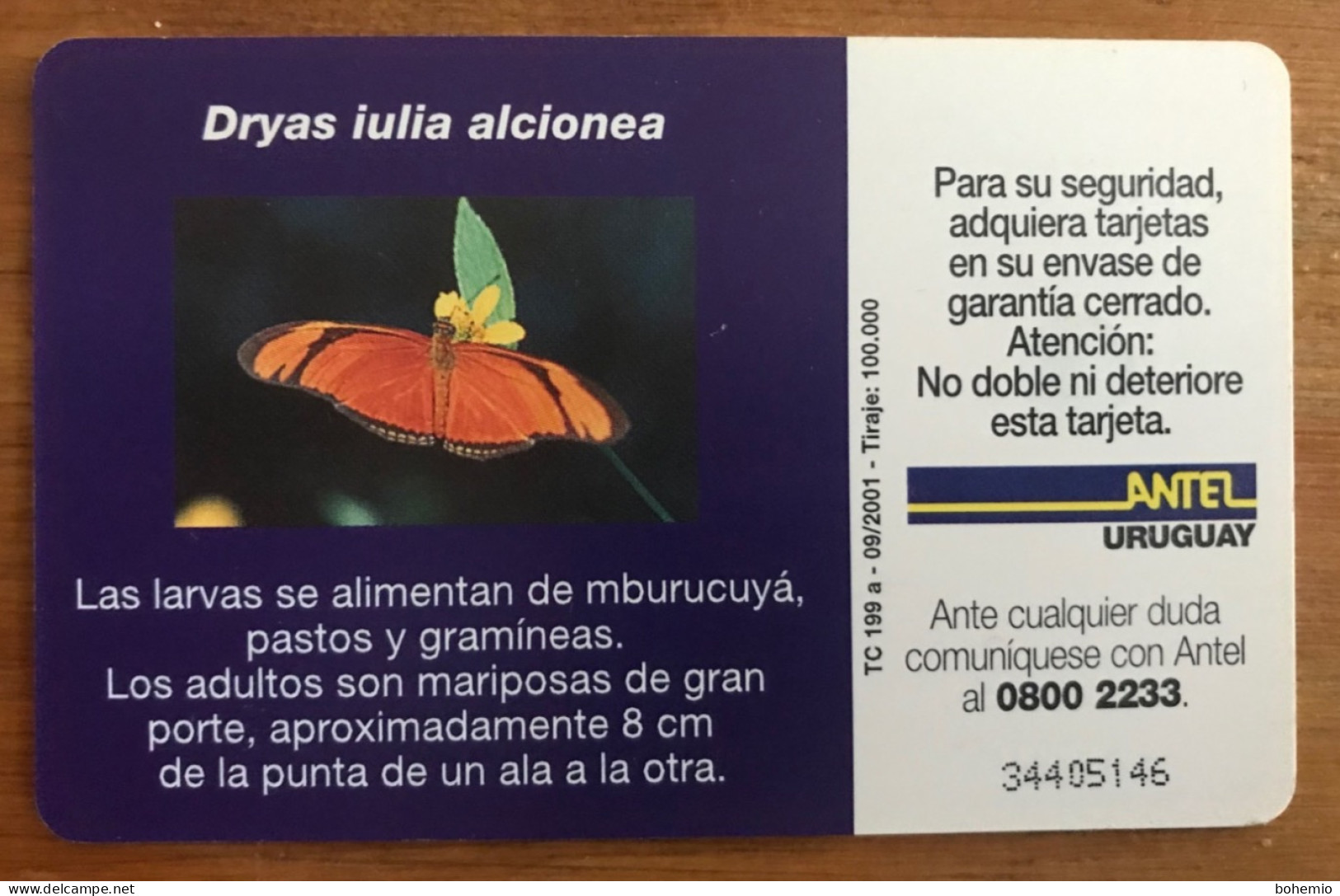 Uruguay TC 199a Dryas Ilia Alcionea - Uruguay