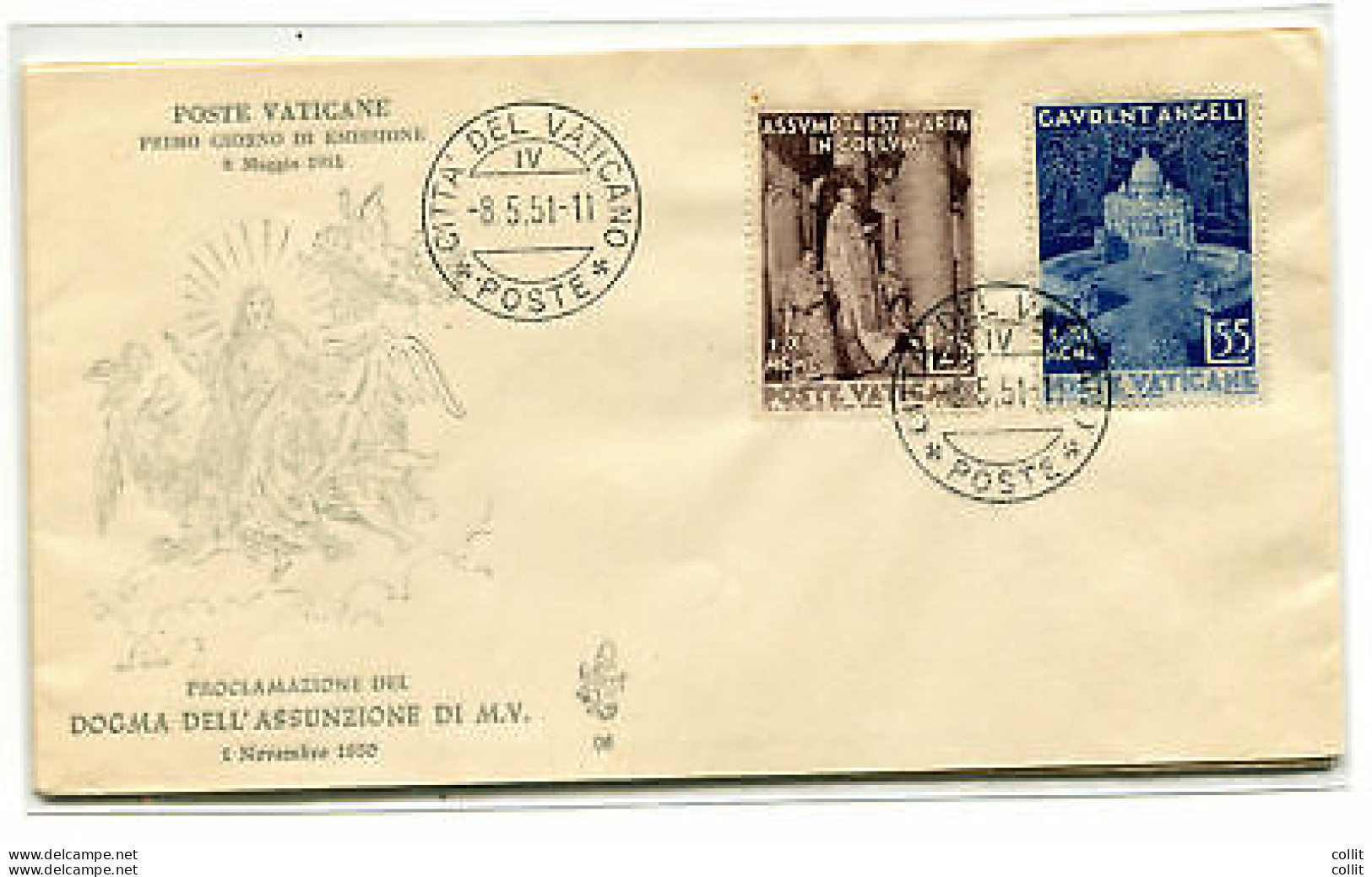 Vaticano FDC Venetia 1951 Dogma  Non Viaggiata - FDC