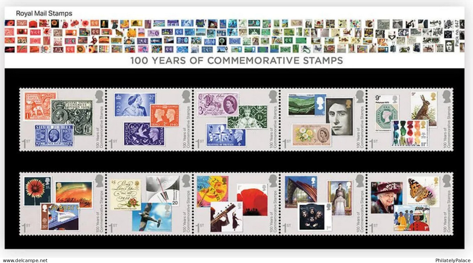 Great Britain (UK) New 2024 ,Stamp On Stamp, Lion,Queen,Butterfly,Flower,Music,Presentation Pack, Set Of 10, MNH (**) - Neufs