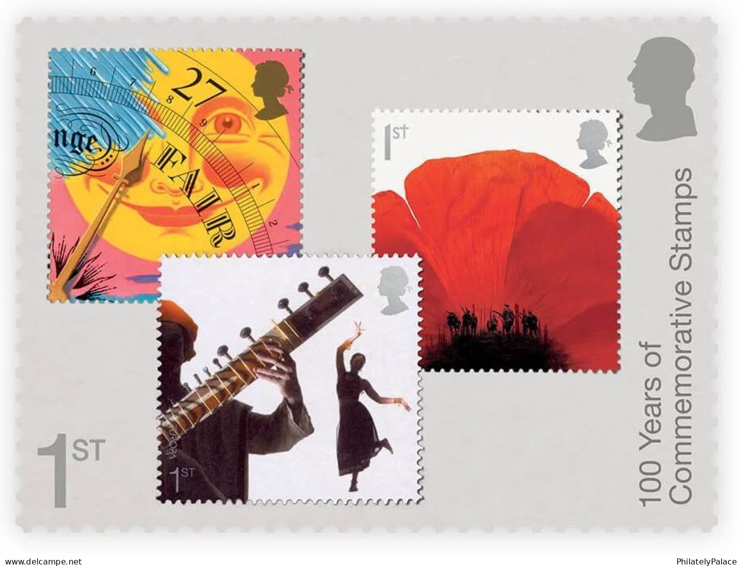 Great Britain (UK) New 2024 ,Stamp on Stamp, Lion,Queen,Butterfly,Flower,Music,Presentation Pack, Set of 10, MNH (**)