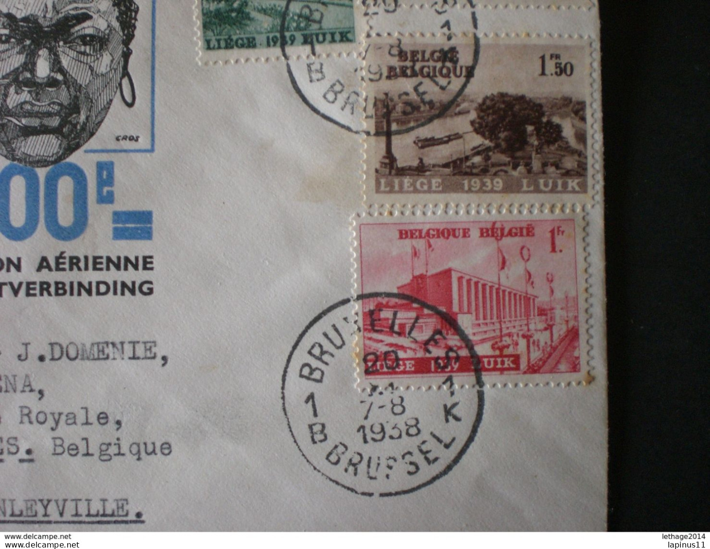 CONGO - BELGIO CONGO - BELGIE BELGIQUE COVER ENVELOPE 1938 AVION AIRMAIL STANLEYVILLE (CONGO) X BRUXELLES (BELGIO ) - Colis Postaux