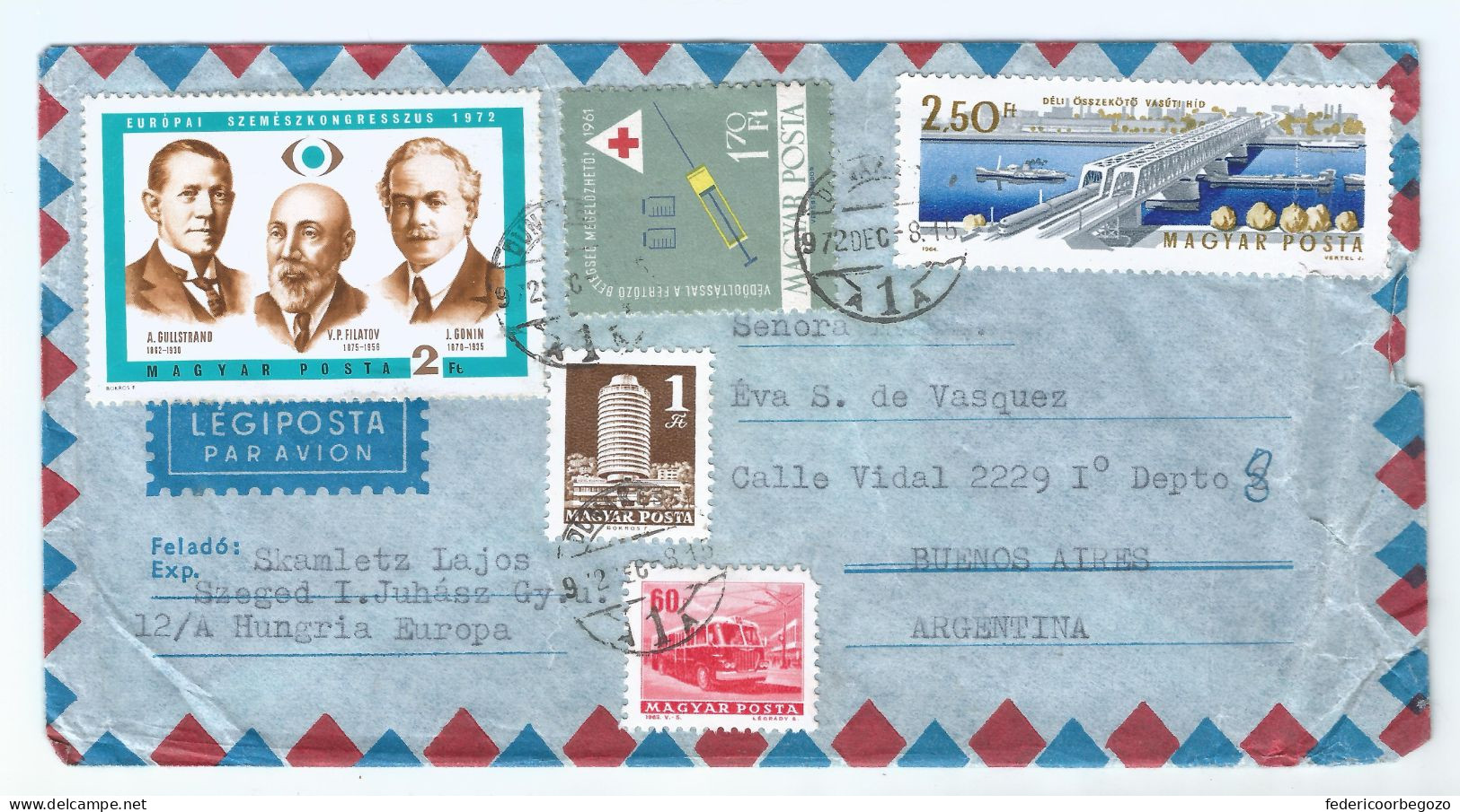 Ungarn, Luftumschlag, Verschickt Von Szeged Nach Buenos Aires Am 8. Dezember 1972 - Covers & Documents