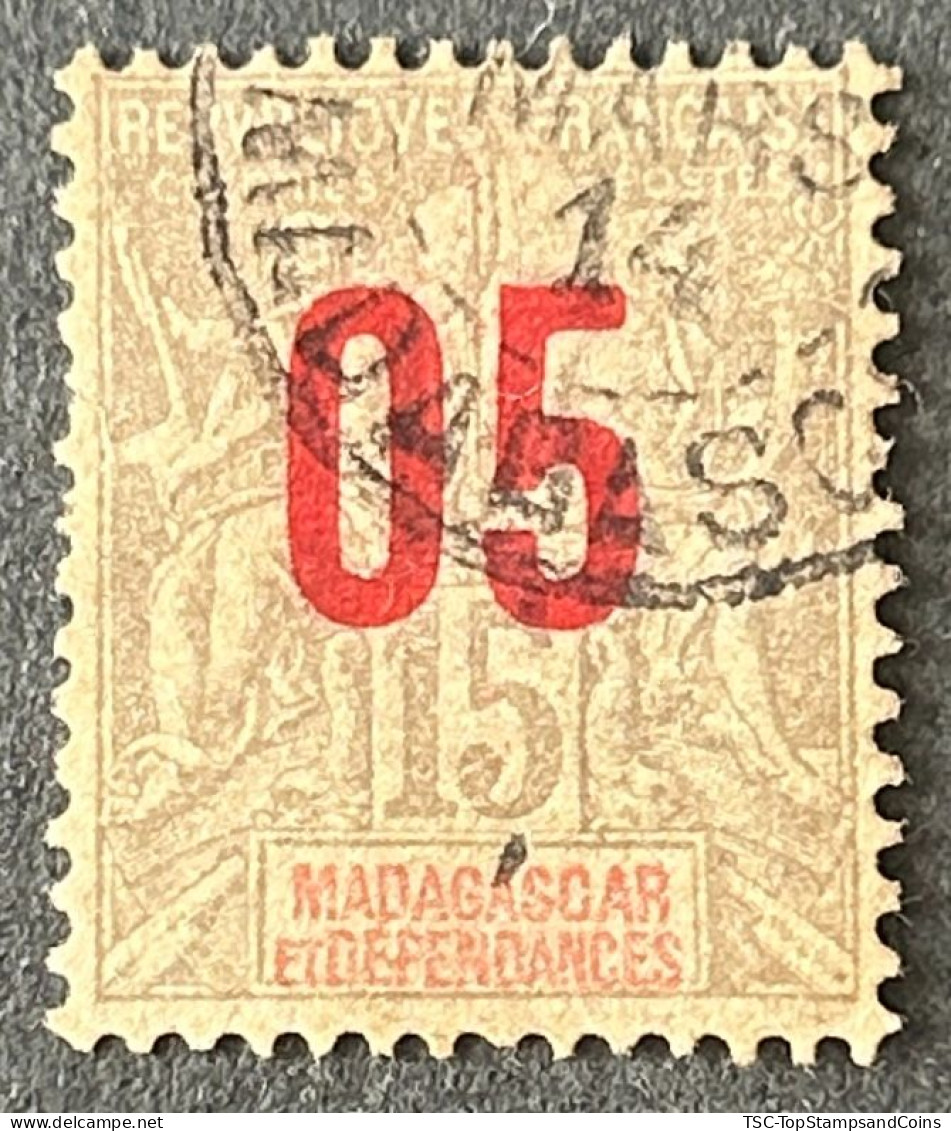 FRMG0111U - Mythology - 15 C Surcharged With 5 C Used Stamp - Madagascar - 1912 - Usati