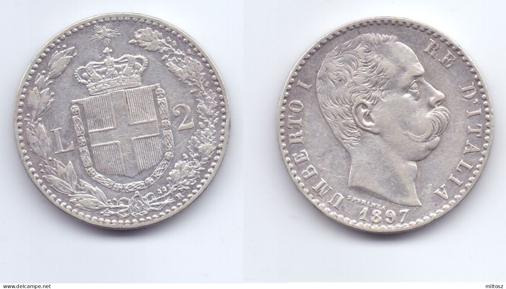 Italy 2 Lire 1897 R - 1878-1900 : Umberto I