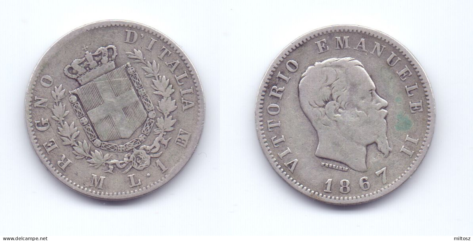 Italy 1 Lira 1867 MBN - 1861-1878 : Victor Emmanuel II
