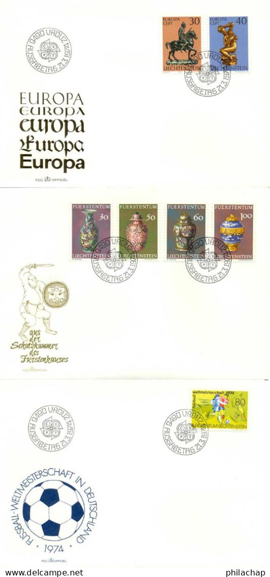 Liechtenstein FDC 1974 Yvert 543 / 549 (o) B Oblitere(s) - FDC