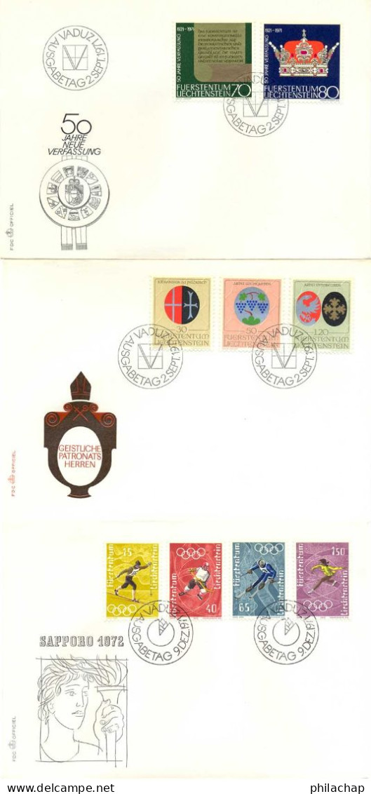 Liechtenstein FDC 1971 Yvert 489 / 497 (o) B Oblitere(s) - FDC