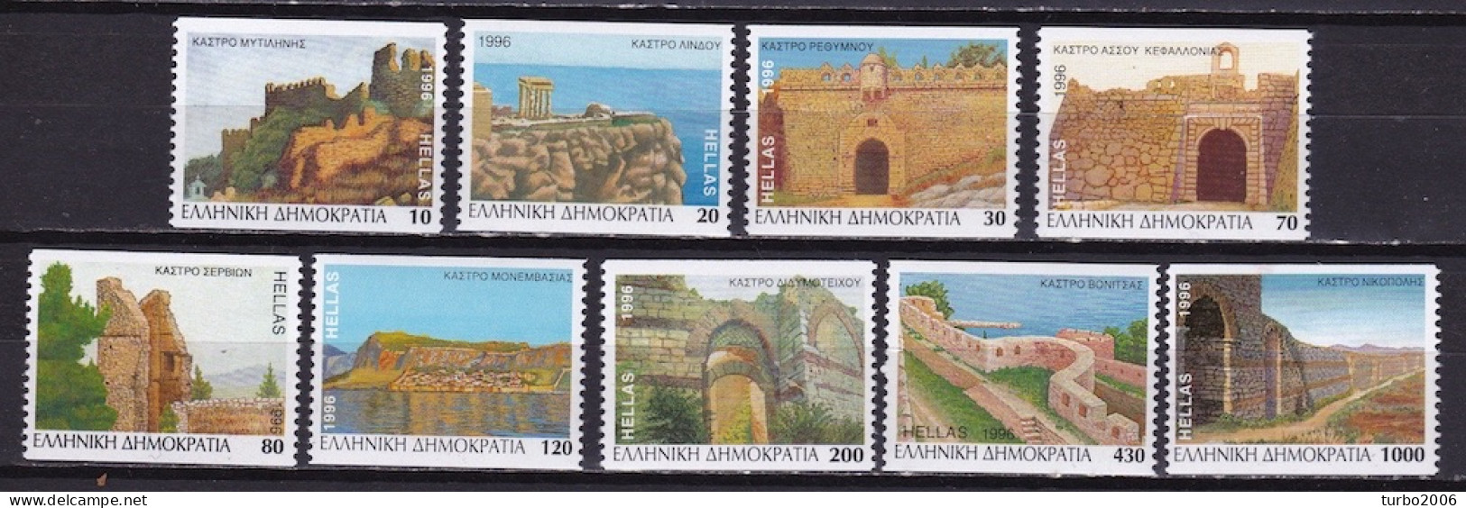 GREECE 1996 Castles Of Greece Perforated 2 Sides Complete MNH Set Vl. 1955 / 1963 A - Unused Stamps
