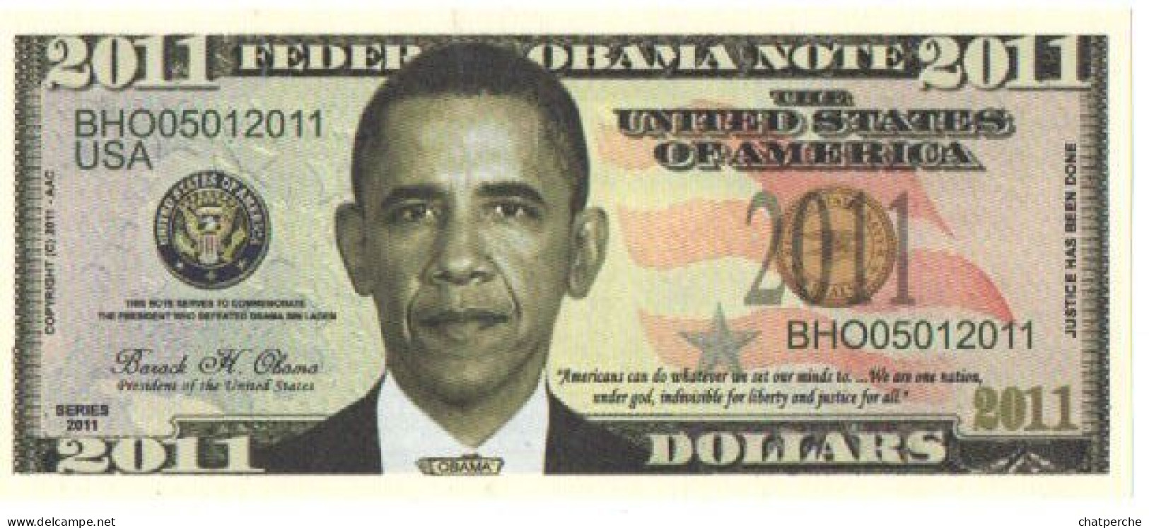 POUR COLLECTIONNEUR FAUX-BILLET FAKE TICKET 2011 DOLLARS BARACK OBAMA USA UNITED STATES OF AMERICA - Erreurs